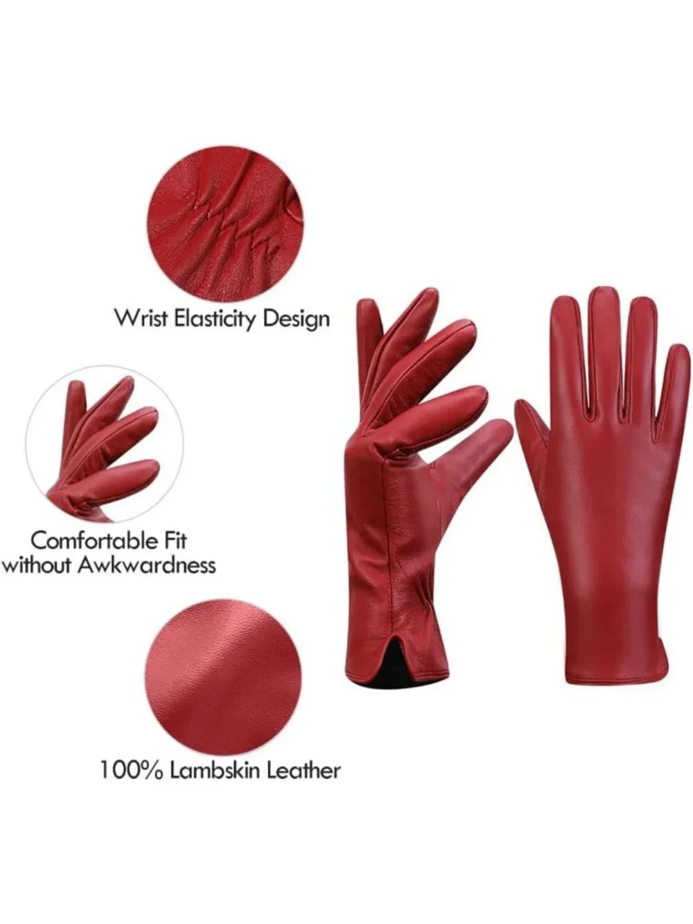 Warm Soft Cashmere Lined Nappa Lambskin Leather Gloves for Women - Stylish